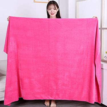 Imagem de SENNIAN Toalha de banho, 120 x 200 cm, super grande, lisa e macia, de microfibra de secagem rápida, toalha de banho grossa sem fiapos, rosa escuro, 70 x 140 cm