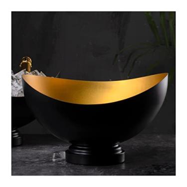 Imagem de GNHGDFFDF Balde de gelo Baldes de gelo para festas, bacia de champanhe de aço inoxidável criativo preto dourado balde de champanhe cerveja gelo bacia de vinho balde de gelo balde de vinho