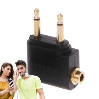 Imagem de Adaptador de fone de ouvido de linha aérea, adaptador de plugue de fone de ouvido portátil, fones de ouvido e acessórios compactos resistentes, eletrônicos de aviação para home theater, áudio de carro
