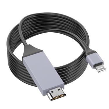 Imagem de [Certificação Apple MFi] Adaptador de cabo Lightning para HDMI para iPhone, Adaptador Lightning para HDMI AV digital 1080p, cabo HDTV compatível com iPhone 14 13 12 11 Pro Max XS XR X 8 para monitor