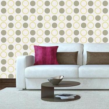 Imagem de Papel De Parede Círculos Verde Opaco Geométrico Adesivo Sala - LRP