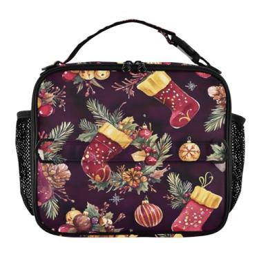 Imagem de Blueangle Lancheira de meias de Natal para homens, mulheres e adultos, lancheira pequena para trabalho de escritório, piquenique - bolsa térmica portátil reutilizável (484)