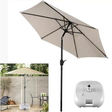 Imagem de Ombrelone para Piscina 2,5m Com Base Plástica Branca de Manivela Articulado Ipanem Bege - AMZ