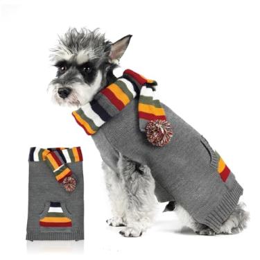 Imagem de FOFOS Suéter de cachorro para cães pequenos quente de inverno suéter macio pulôver roupas de cachorro para clima frio (cinza, GG)