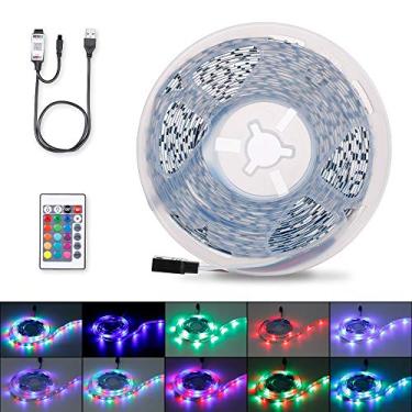 Imagem de Fita de Luzes LED RGB com Controle Remoto Luz Ajuste Cor para TVs PCs Quarto Cozinha Decoração Árvores