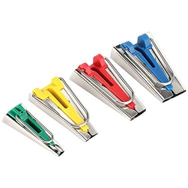 Imagem de Pssopp Eficiente de Pano Achatamento, Acabamento Profissional, Fabricante de Fitas de Viés de Material de Conjunto de 4 Fitas, Adequado para Guardanapos Caseiros, Bolsas, Babadores Com Ferro Elétrico (Cartão vermelho)