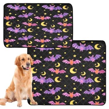 Imagem de CEBUGI Almofadas de xixi laváveis para cães, pacote com 2, almofadas impermeáveis para filhotes de cachorro, antiderrapantes, à prova de vazamento, para cama de cercadinho, cama de aquarela, morcegos