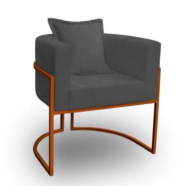 Imagem de Poltrona para Sala Base de Metal Bronze Reforçada Liz Veludo - LH Deco