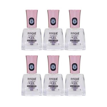 Imagem de Kit Top Coat Fixador Efeito Paetê Risqué Diamond Gel 9,5ml - 6 UN