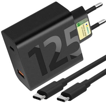 Imagem de Carregador Turbo 125W Duas Portas + Cabo USB Tipo C de 1m, Compatível com Tipo C, Iphone 15,16, IOS, Android, Galaxy, Xiaomi, Motorola, Samsung, Tablets, Notebooks, Carga até 8x + Rápida Premium
