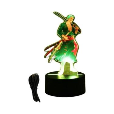Imagem de Figuras De Ação Luffy Zoro One Piece Anime Lâmpada Noturna 3D LED Mode