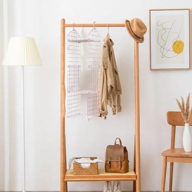 Imagem de KIMISS Organizador de Armário Suspenso Prateleira de Armazenamento Rosa de 3 Camadas - Prateleira de Pano de Plástico de Grade Minimalista para Quarto, Dormitório e Organização de Apartamentos