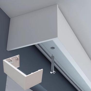 Imagem de Painel de caixa de cortina de alumínio personalizável - defletor de valência de teto cortável com parafusos, perfeito para divisória de cortina e placa de cornija (3,6 m/11,8 pés)