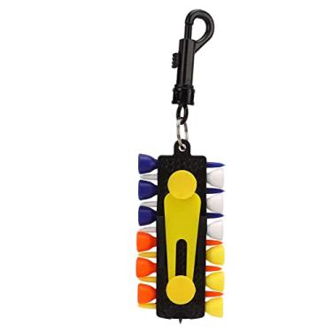 Imagem de plplaaoo Suporte para camisetas de golfe, lápis de madeira de tília de plástico premium, acessórios de golfe com 12 camisetas, 1 ferramenta de divoto verde para prática de golfe e treinamento leve