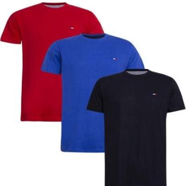 Imagem de Kit 3 Peças Camisetas Básicas Masculina Industrie em Algodão Premium no  Clássico Bordado França-Masculino