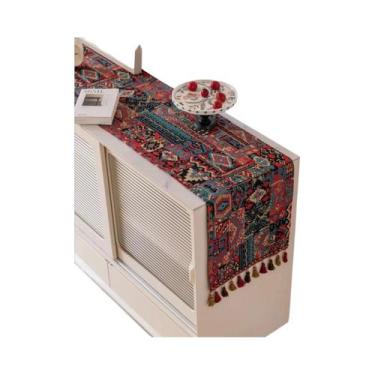 Imagem de Caminho De Mesa Nórdico De Algodão E Linho Com Borlas, Decoração Rústi