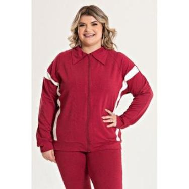Imagem de Jaqueta Feminina Plus Size Molecotton Com Faixas Contrastante - Serena-Feminino