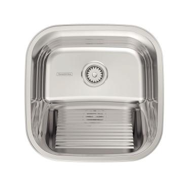 Imagem de Tanque de Encaixe Hera 25L 40x40CM de Sobrepor em Aço Inox Polido com Esfregador Inclin...