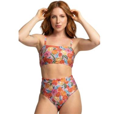 Imagem de Biquíni Cropped Hot Pants Top Faixa Estampado Bella Fiore Cintura Alta