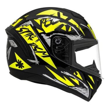 Imagem de Capacete Moto Spike 2 Peels Dsm Preto Amarelo Fechado, 56