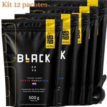 Imagem de Kit com 12 Pacotes Black Erva Mate Tereré 500G Acompanha Scoop Colher 
