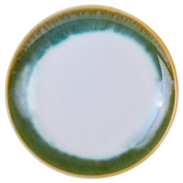 Imagem de Prato Redondo Le Sentier em Cerâmica 20,7 cm Elegante Branco com Verde L'Hermitage