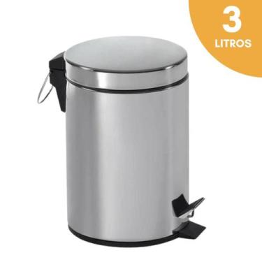 Imagem de Lixeira Inox 3L com Sistema de Pedal Durável - HAI Brasil Lixeira INOX