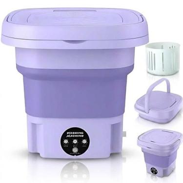 Imagem de Mini Maquina de Lavar Portatil 11L Roxa Compacta Rotativa Fácil de Usa