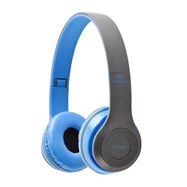 Imagem de Fone De Ouvido Estéreo Headphone Sem Fio Bluetooth P47 Micro SD FM (Azul)