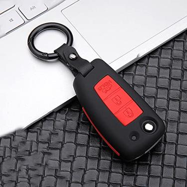 Imagem de YJADHU Porta-chaves com capa de plástico de silicone para carro e corrente, adequado para Nissan X-Trail T32 Rogue Juke F15 Qashqai J11 Murano MAXIMA ALTIMA, 3 botões preto