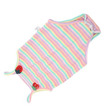 Imagem de Macacão infantil, macacão de tecido de algodão absorvente de suor macacão de bebê fofo para recém-nascido para fotografia no verão(Pó de cereja)
