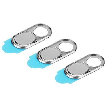 Imagem de ASHATA 3 peças de tampa de lente de câmera de metal, capa de privacidade de câmera ultrafina, bloqueador de capa deslizante para smartphone, tablet, desktop e laptop (prata)