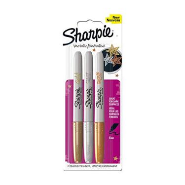 Imagem de Sharpie Marcador permanente metálico fino - ouro/prata/bronze (pacote com 3)