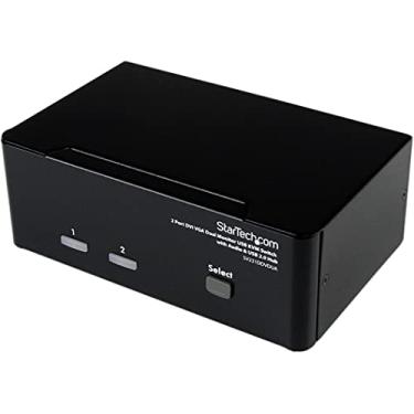 Imagem de Interruptor KVM StarTech.com de 2 portas - DVI e VGA com hub de áudio e USB 2.0 – Dual Monitor/Display/Screen KVM Switch – DVI VGA (SV231DDVDUA), Áudio | Hub USB 2.0, Preto, 2 Port