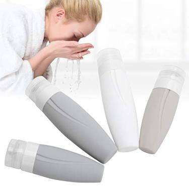 Imagem de Conjunto de garrafas vazias para viagem, 4 peças de recipientes de silicone para viagem para higiene pessoal à prova de vazamento, xampu de silicone, gel de banho, condicionador líquido,