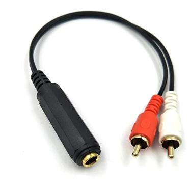 Imagem de Cabo adaptador RCA para 1/4 Poyiccot, 6,35 mm 6,35 mm plugue estéreo TRS fêmea para 2 plugues RCA macho divisor Y cabo adaptador 25 cm/10 polegadas (635F-2RCAM)