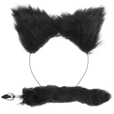 Imagem de NOLITOY 2 Pcs Orelhas de Raposa Headband E Kit de de Cauda para Adultos E Crianças Conjunto de Acessórios de Animal Animais Cosplay Acessórios de Preto