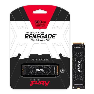 Imagem de SSD Gamer Kingston Fury Renegade, 500GB, M.2 2280, PCIe 4.0 NVMe, 7300MB/s - 3900MB/s - SFYRS/500G