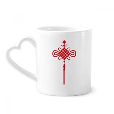 Imagem de Caneca de cerâmica com nó vermelho China padrão de segurança caneca café copo de coração de vidro
