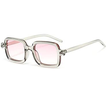 Imagem de Óculos de Sol Quadrado Feminino Masculino Óculos de Sol Punk Pequeno Feminino Moda Óculos UV400 Óculos de Condução, Cinza Claro, Rosa, Tamanho Único