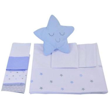 Imagem de Jogo De Lençol Mini Berço Estrela Azul 7 Peças - Minha Casa Baby