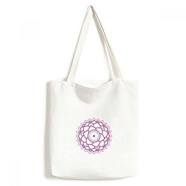 Imagem de Sacola de lona geométrica com estampa de flor totem, bolsa de compras casual