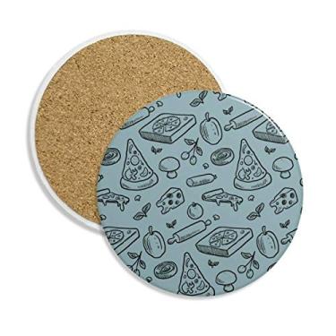 Imagem de Porta-copos de cerâmica com cogumelo de queijo, alimentos para pizza, porta-copos com pedra absorvente para bebidas, presente de 2 peças