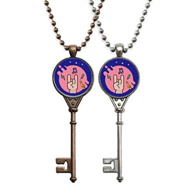 Imagem de OFFbb-USA Musical Mano Cornuto Chaveiro Colar Pingente Joias Decoração de Casal