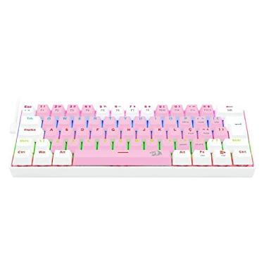 Imagem de TECLADO GAMER REDRAGON LAKSHMI ROSA E BRANCO RGB COM SWITCH AZUL