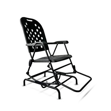 Imagem de Cadeira de Balanço Dobrável Aço Carbono Reforçado Com Descanso de Pé - Preto
