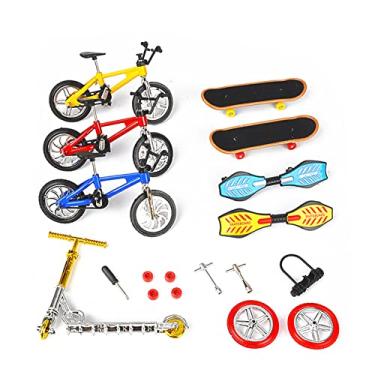 Imagem de NATEFEMIN Conjunto de 18 mini dedo scooter de plástico bicicleta fingerboard skate duas rodas placa brinquedos para diversão