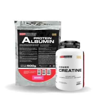 Imagem de Kit Albumin Protein 500g + Power Creatina 300g - BODYBUILDERS (Médio, Morango)