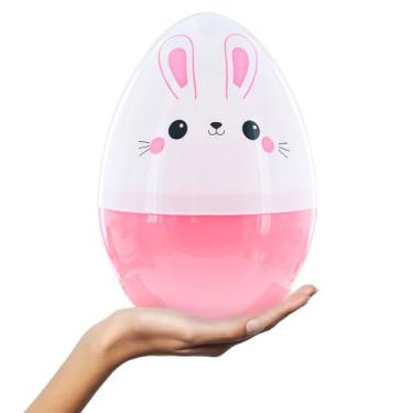 Imagem de Ovo de páscoa grande de plástico branco e rosa, tamanho jumbo gigante, 25,4 cm