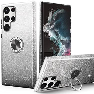 Imagem de PeeTep Capa para Galaxy S24 Ultra, Capa Slim Fit Glitter Brilhante com Suporte de Anel de 360° Suporte Magnético para Carro Absorvente de Choque Capa Durável para Galaxy S24 Ultra 6,8 polegadas para